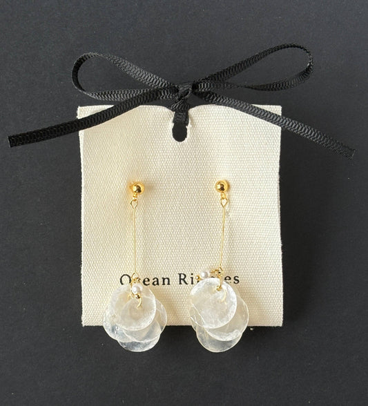 14ct Gold Plated Shell Disc Earrings