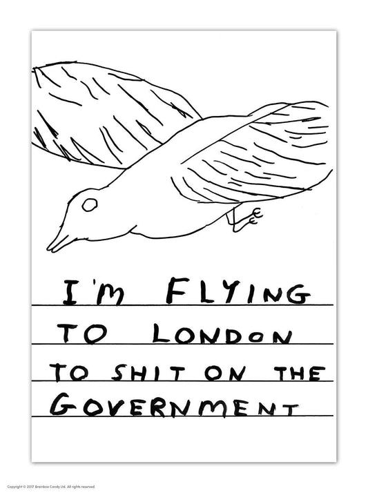 Flying to London David Shrigley Postcard