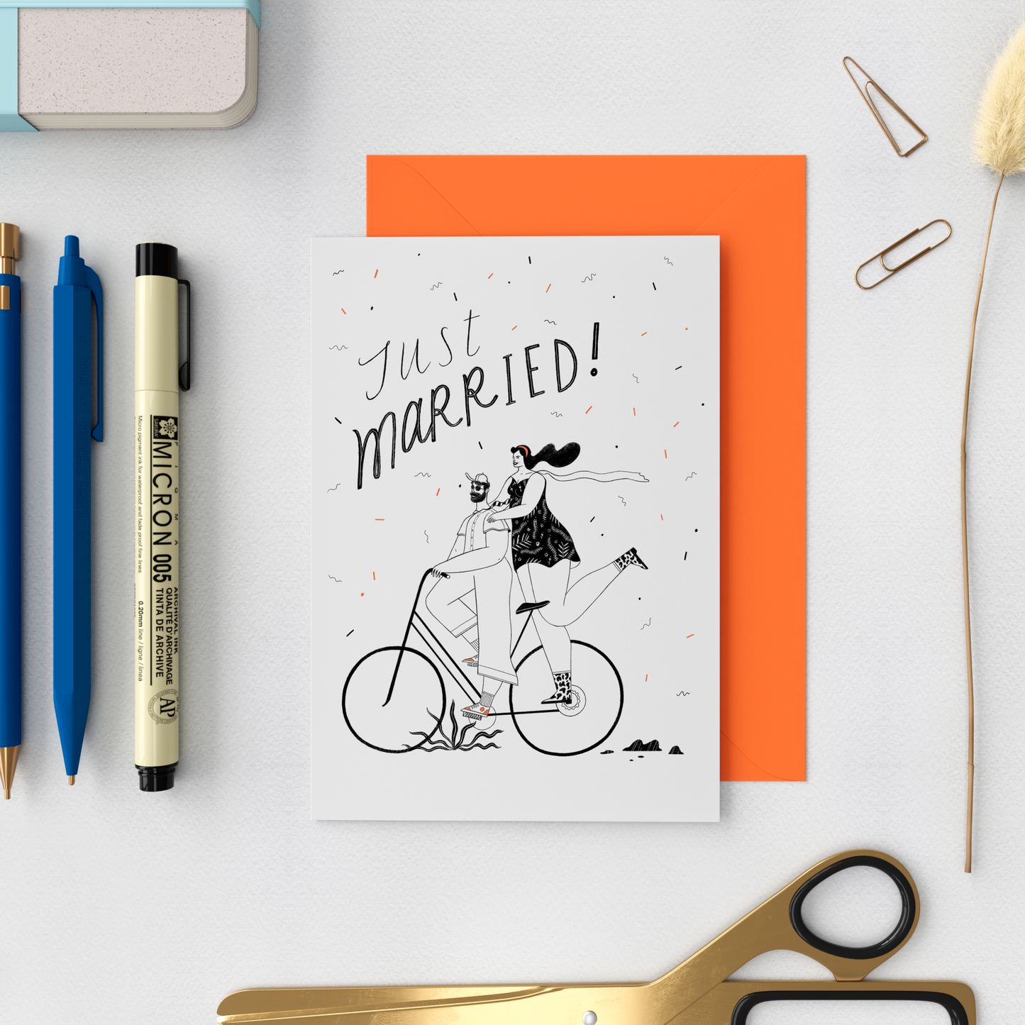 Just Married Bicycle Card